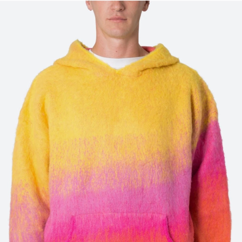 NWT- MNML Brushed Gradient Hoodie- Yellow, Orange, Pink, Blue-  Mens Small